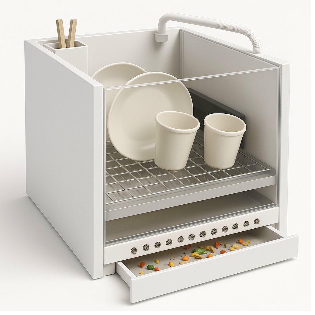 Dishbox: compact pre-treatment station for communal kitchens